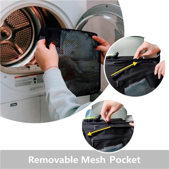 Baby stroller organizer caddy with cup holders mesh bag diaper storage black - Picture 3 of 7